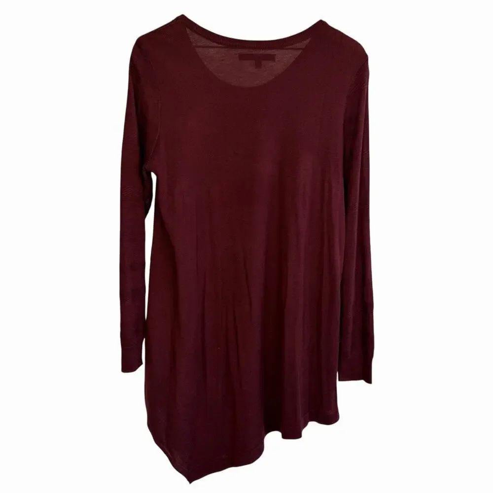 Apt 9 LOT of 2 Fine Knit Asymmetric Crew Neck Tunic Sweaters L Maroon Red Green
